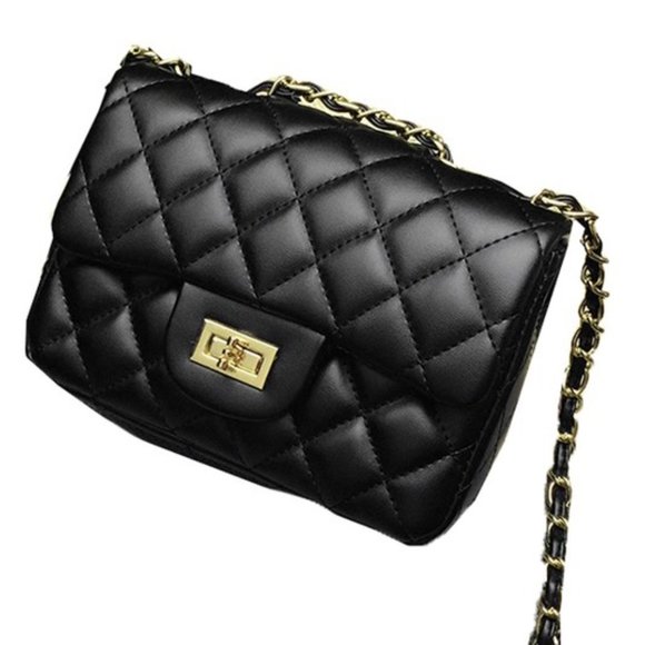 1 LEFT OH SO LUXURIOUS BLACK QUILTED CROSSBODY BAG - Picture 3 of 6